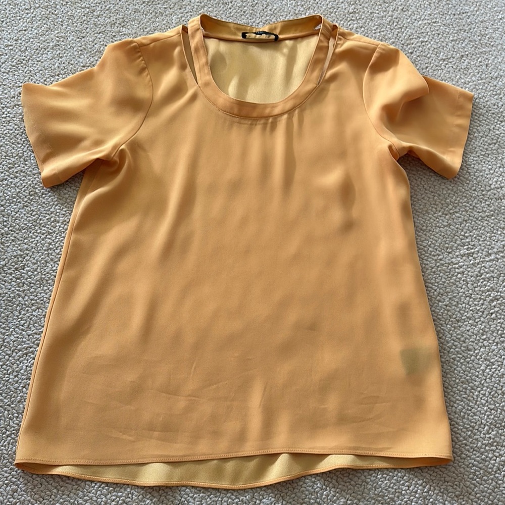 Tibi Gold Short Sleeve Top